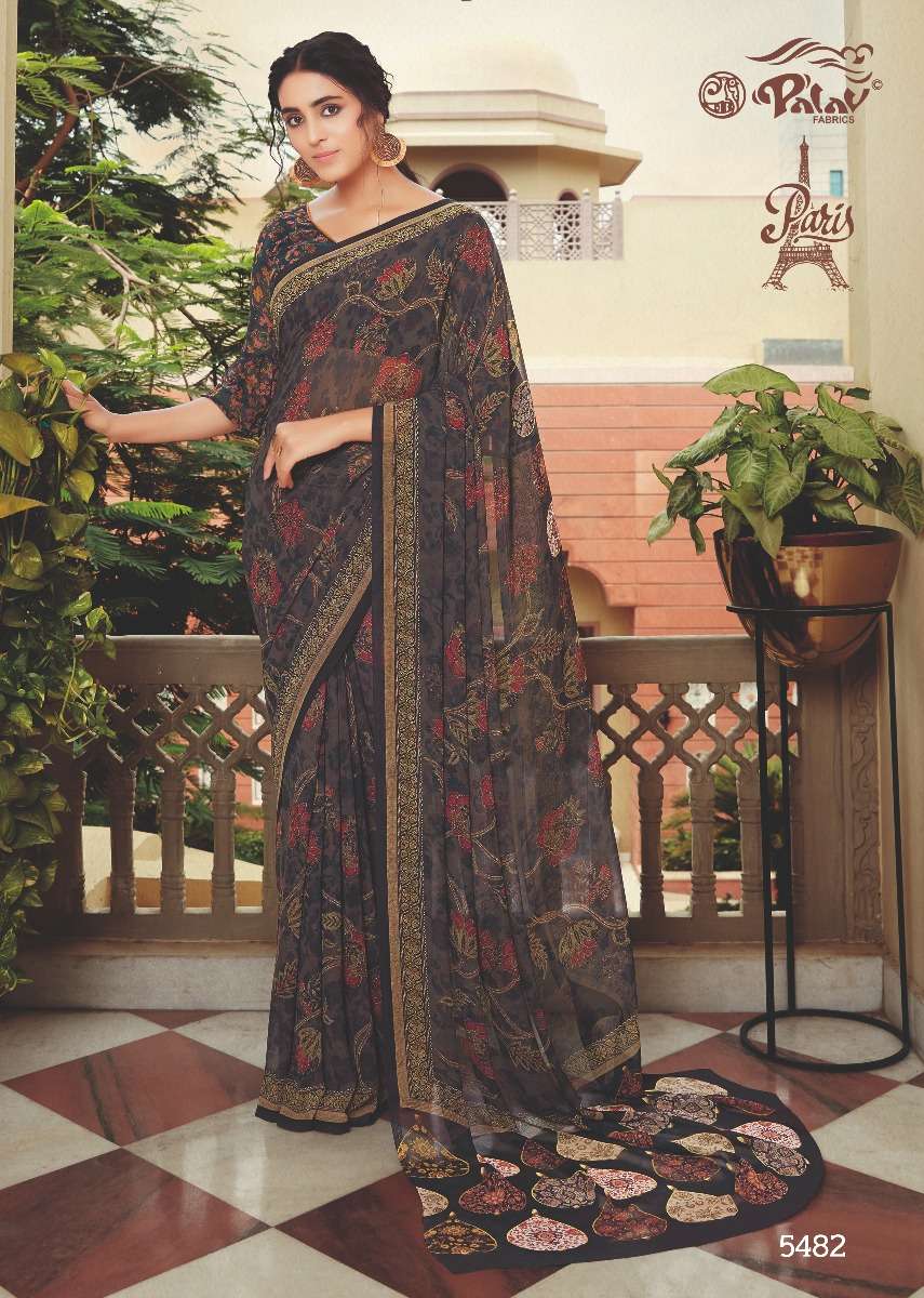 PARIS BY PALAV 5475 TO 5484 SERIES INDIAN TRADITIONAL WEAR COLLECTION BEAUTIFUL STYLISH FANCY COLORFUL PARTY WEAR & OCCASIONAL WEAR PURE GEORGETTE SAREES AT WHOLESALE PRICE