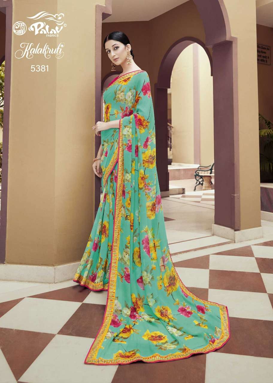 KALAKRUTI BY PALAV 5375 TO 5392 SERIES INDIAN TRADITIONAL WEAR COLLECTION BEAUTIFUL STYLISH FANCY COLORFUL PARTY WEAR & OCCASIONAL WEAR GEORGETTE/CHIFFONSAREES AT WHOLESALE PRICE