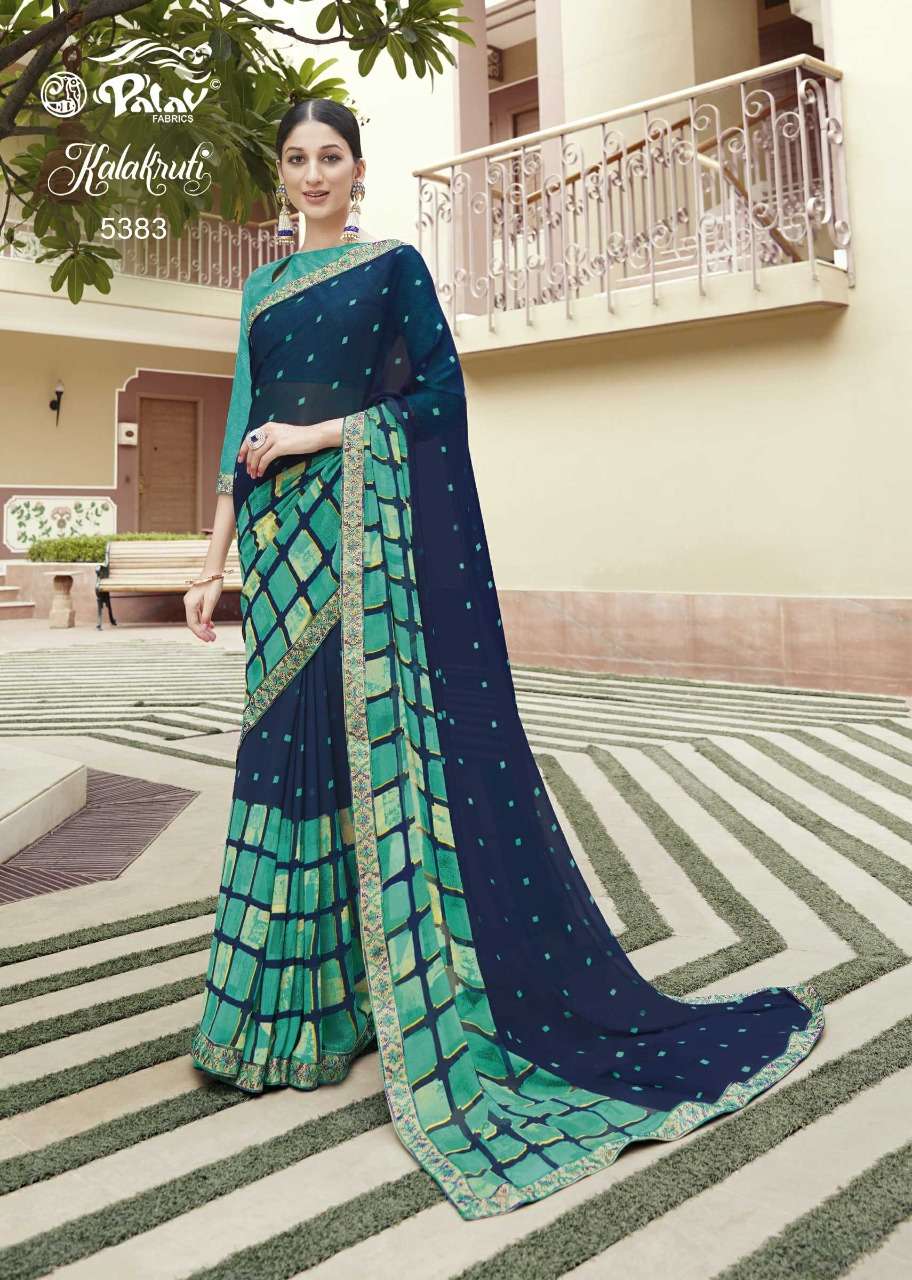 KALAKRUTI BY PALAV 5375 TO 5392 SERIES INDIAN TRADITIONAL WEAR COLLECTION BEAUTIFUL STYLISH FANCY COLORFUL PARTY WEAR & OCCASIONAL WEAR GEORGETTE/CHIFFONSAREES AT WHOLESALE PRICE