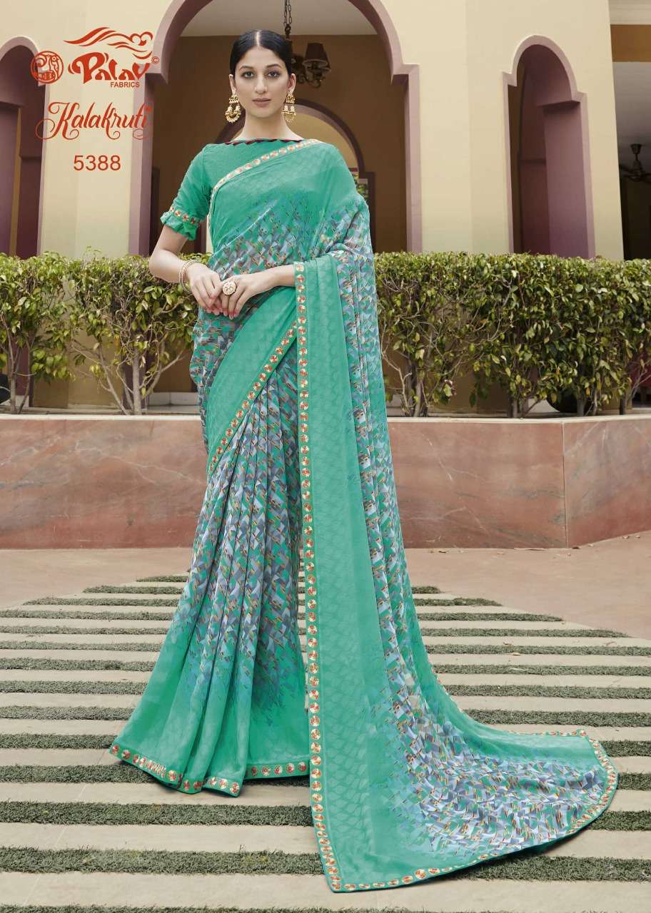 KALAKRUTI BY PALAV 5375 TO 5392 SERIES INDIAN TRADITIONAL WEAR COLLECTION BEAUTIFUL STYLISH FANCY COLORFUL PARTY WEAR & OCCASIONAL WEAR GEORGETTE/CHIFFONSAREES AT WHOLESALE PRICE