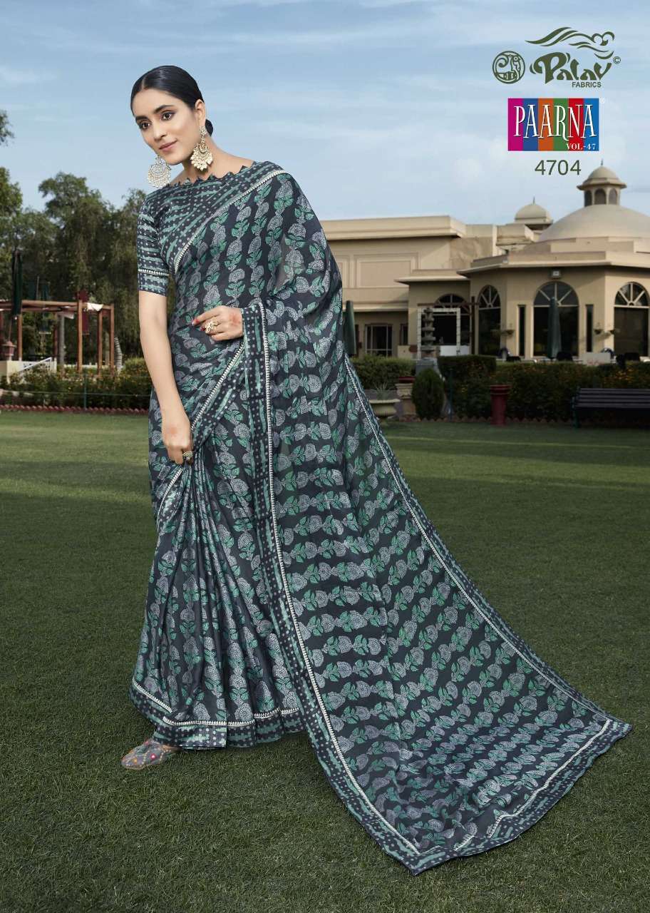 PAARNA VOL-47 BY PALAV 4701 TO 4710 SERIES INDIAN TRADITIONAL WEAR COLLECTION BEAUTIFUL STYLISH FANCY COLORFUL PARTY WEAR & OCCASIONAL WEAR SAMAR SILK SAREES AT WHOLESALE PRICE