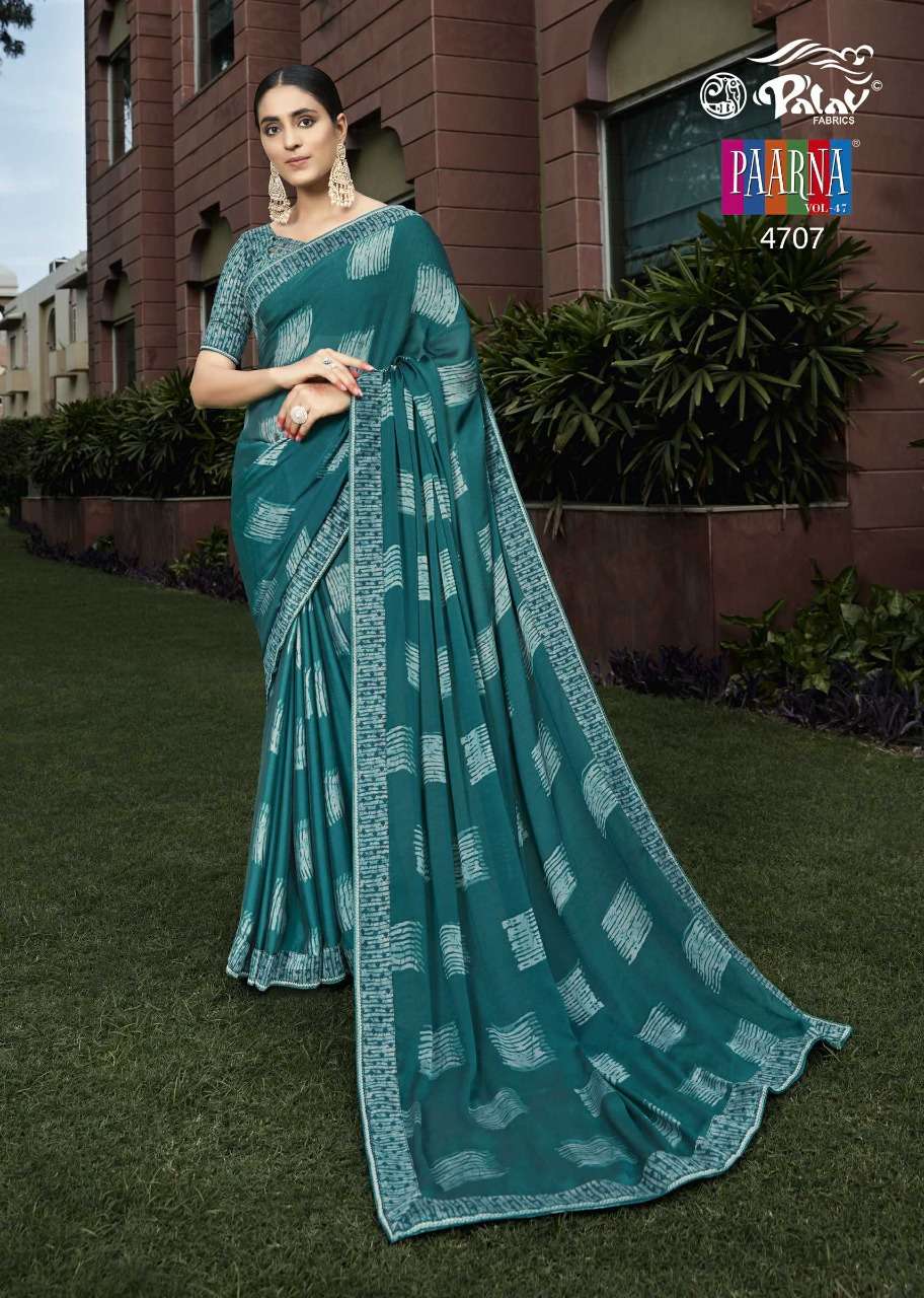 PAARNA VOL-47 BY PALAV 4701 TO 4710 SERIES INDIAN TRADITIONAL WEAR COLLECTION BEAUTIFUL STYLISH FANCY COLORFUL PARTY WEAR & OCCASIONAL WEAR SAMAR SILK SAREES AT WHOLESALE PRICE