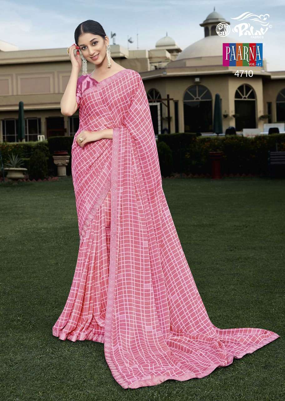 PAARNA VOL-47 BY PALAV 4701 TO 4710 SERIES INDIAN TRADITIONAL WEAR COLLECTION BEAUTIFUL STYLISH FANCY COLORFUL PARTY WEAR & OCCASIONAL WEAR SAMAR SILK SAREES AT WHOLESALE PRICE
