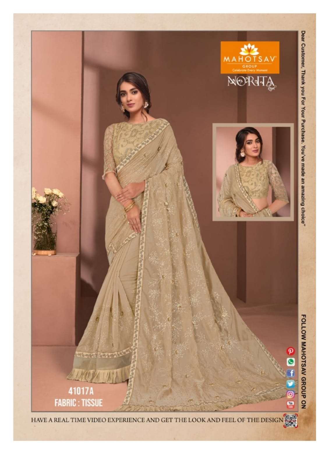 NORITA RAISSA BY MAHOTSAV INDIAN TRADITIONAL WEAR COLLECTION BEAUTIFUL STYLISH FANCY COLORFUL PARTY WEAR & OCCASIONAL WEAR NET SAREES AT WHOLESALE PRICE