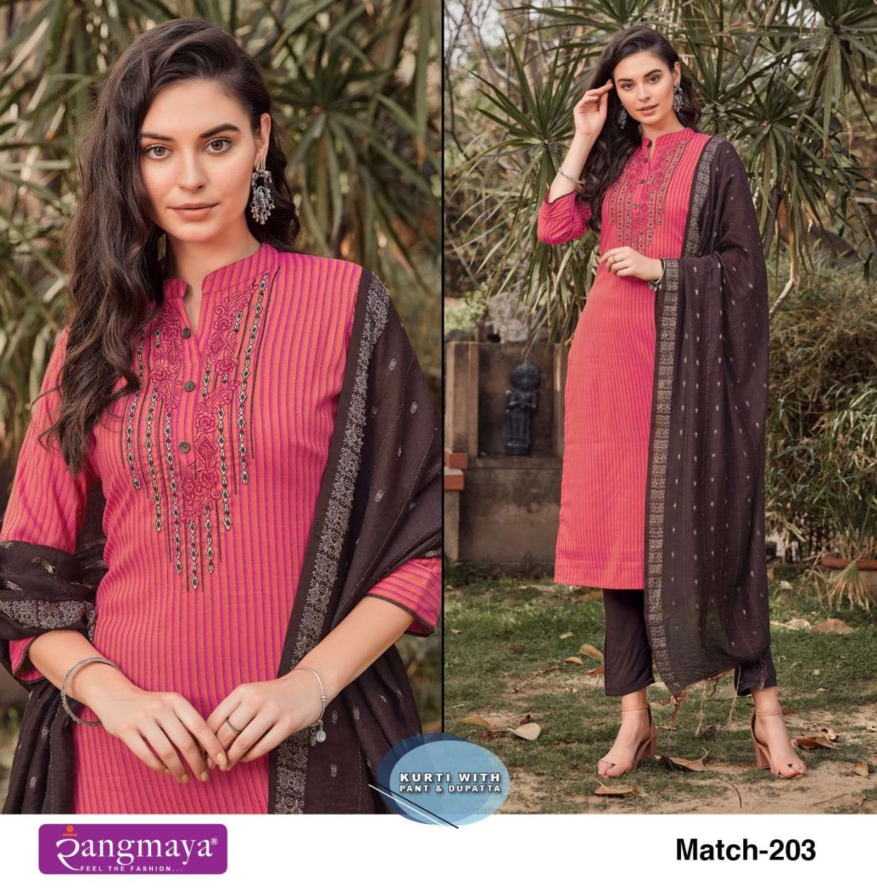 MATCH VOL-2 BY RANGMAYA 201 TO 210 SERIES BEAUTIFUL SUITS COLORFUL STYLISH FANCY CASUAL WEAR & ETHNIC WEAR RAYON DRESSES AT WHOLESALE PRICE