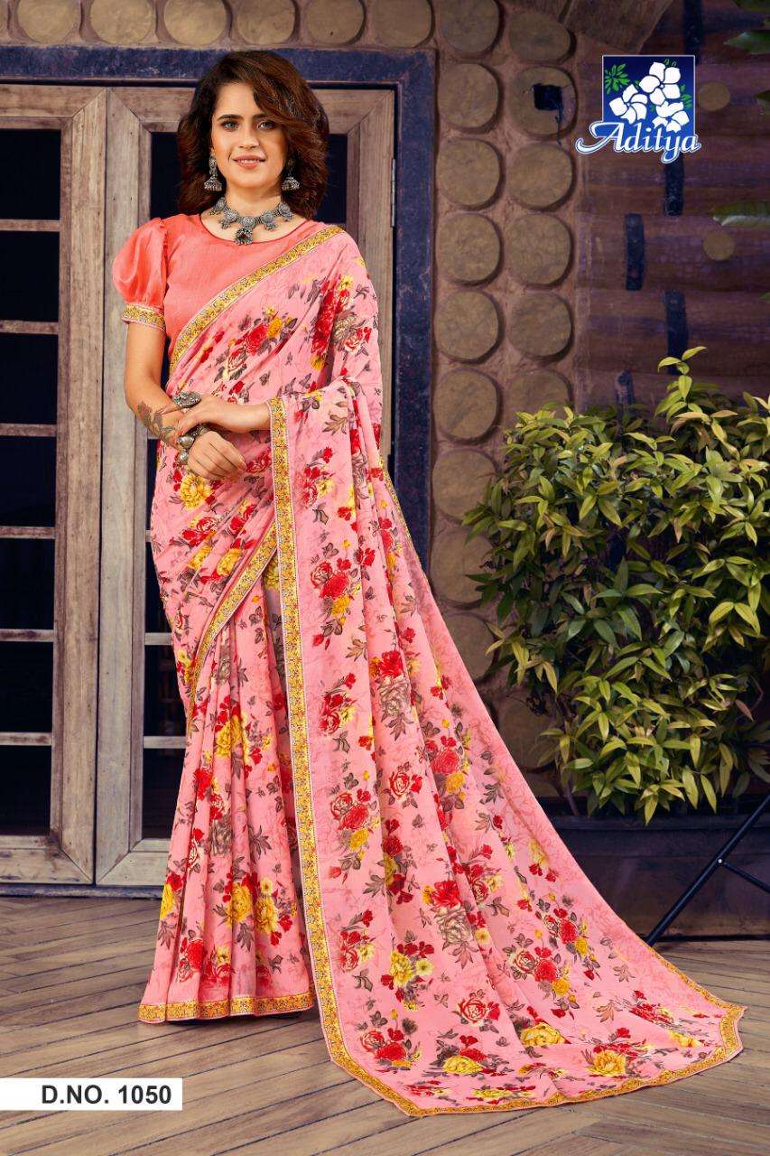 SAVERA VOL-3 BY ADITYA PRINTS 1045 TO 1053 SERIES INDIAN TRADITIONAL WEAR COLLECTION BEAUTIFUL STYLISH FANCY COLORFUL PARTY WEAR & OCCASIONAL WEAR GEORGETTE PRINT SAREES AT WHOLESALE PRICE