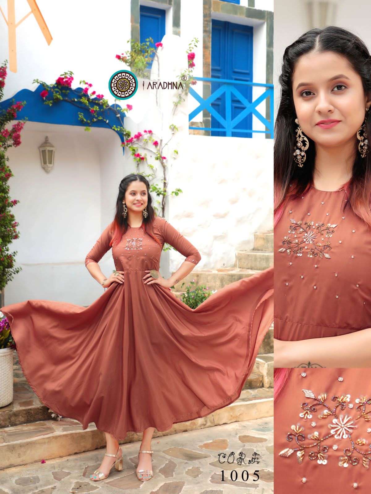 FASHION CORE VOL-1 BY ARADHNA FASHION 1001 TO 1006 SERIES BEAUTIFUL STYLISH FANCY COLORFUL CASUAL WEAR & ETHNIC WEAR COTTON SILK WITH WORK GOWNS AT WHOLESALE PRICE