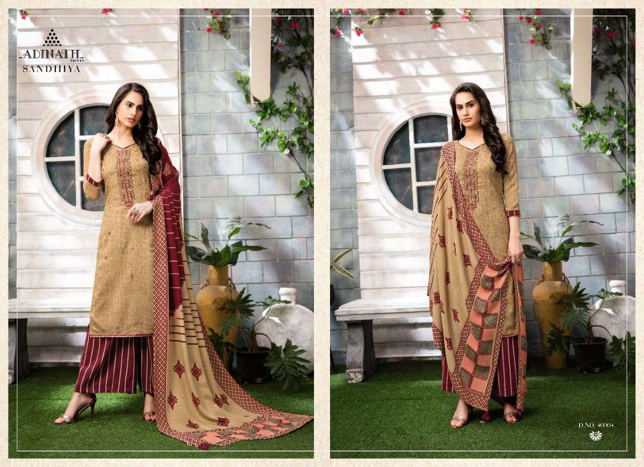 SANDHYA BY ADINATH PRINTS 40001 TO 40006 SERIES BEAUTIFUL STYLISH SHARARA SUITS FANCY COLORFUL CASUAL WEAR & ETHNIC WEAR & READY TO WEAR PURE PASHMINA PRINT WITH EMBROIDERY DRESSES AT WHOLESALE PRICE