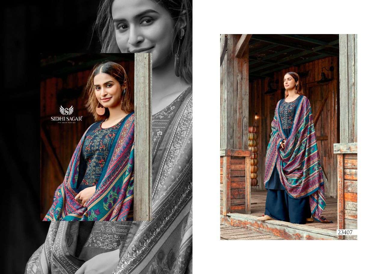 HANSIKA BY SIDDHI SAGAR 23401 TO 23408 SERIES BEAUTIFUL STYLISH SUITS FANCY COLORFUL CASUAL WEAR & ETHNIC WEAR & READY TO WEAR PURE PASHMINA PRINT WITH EMBROIDERED DRESSES AT WHOLESALE PRICE