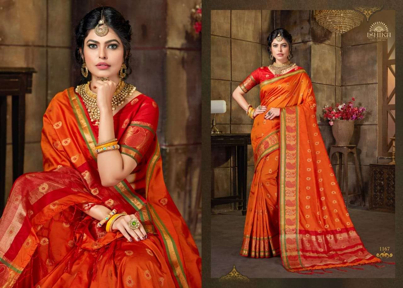 KAILASA SILK VOL-2 BY ISHIKA FASHION 1161 TO 1168 SERIES INDIAN TRADITIONAL WEAR COLLECTION BEAUTIFUL STYLISH FANCY COLORFUL PARTY WEAR & OCCASIONAL WEAR SOFT SILK SAREES AT WHOLESALE PRICE