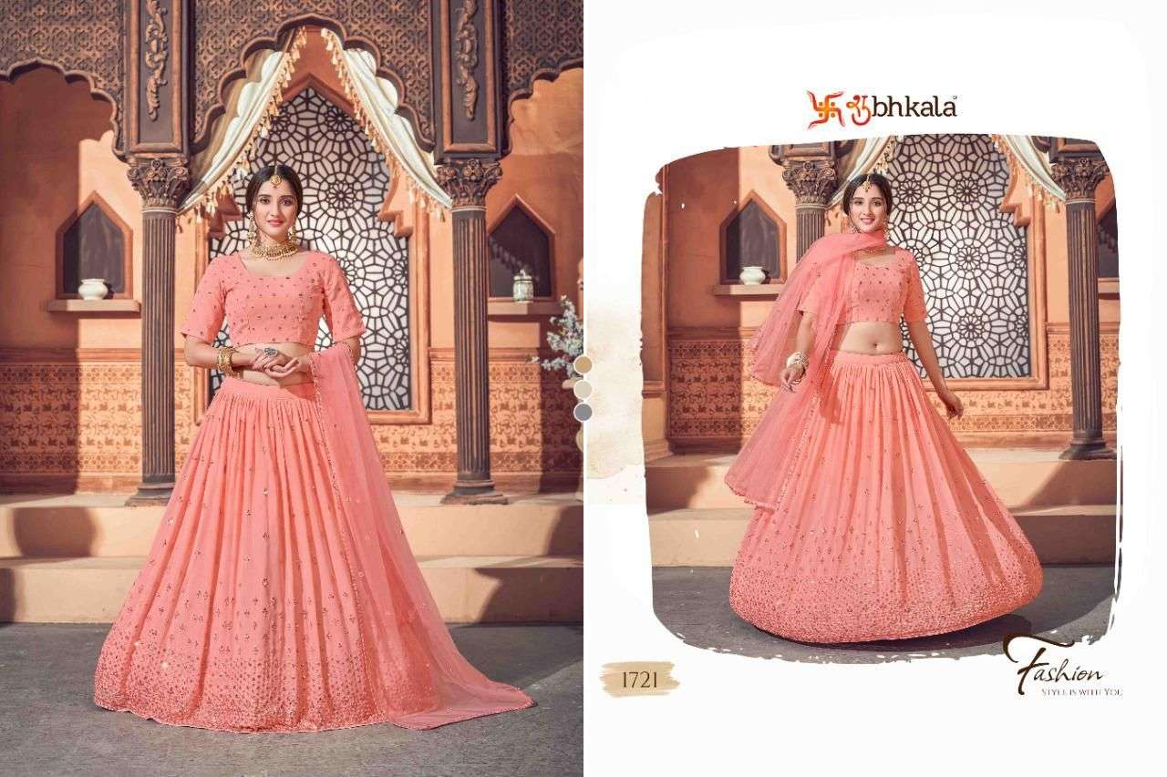 Bridesmaid Vol-12 By Shubhkala 1721 To 1726 Series Indian Traditional Beautiful Stylish Designer Banarasi Silk Jacquard Embroidered Party Wear Georgette Lehengas At Wholesale Price