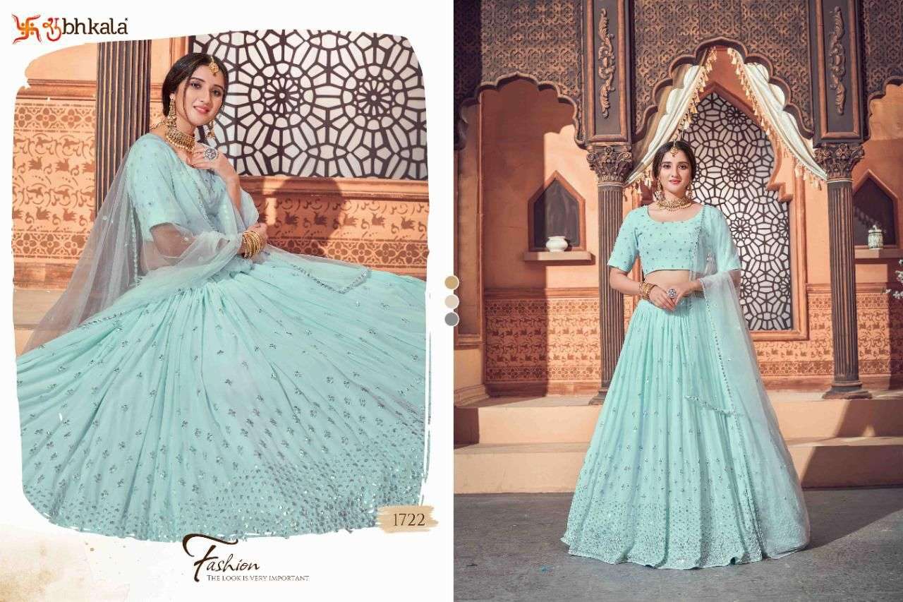 Bridesmaid Vol-12 By Shubhkala 1721 To 1726 Series Indian Traditional Beautiful Stylish Designer Banarasi Silk Jacquard Embroidered Party Wear Georgette Lehengas At Wholesale Price