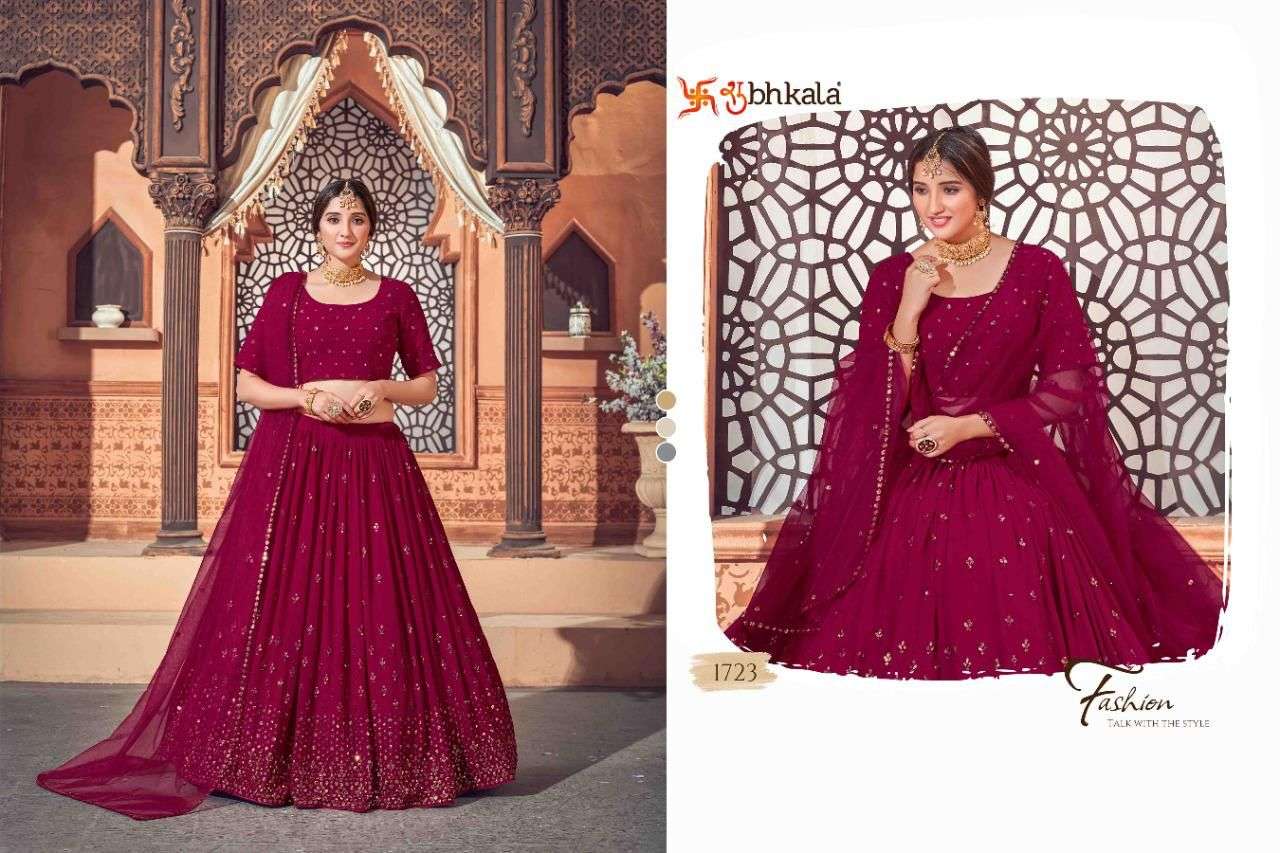 Bridesmaid Vol-12 By Shubhkala 1721 To 1726 Series Indian Traditional Beautiful Stylish Designer Banarasi Silk Jacquard Embroidered Party Wear Georgette Lehengas At Wholesale Price