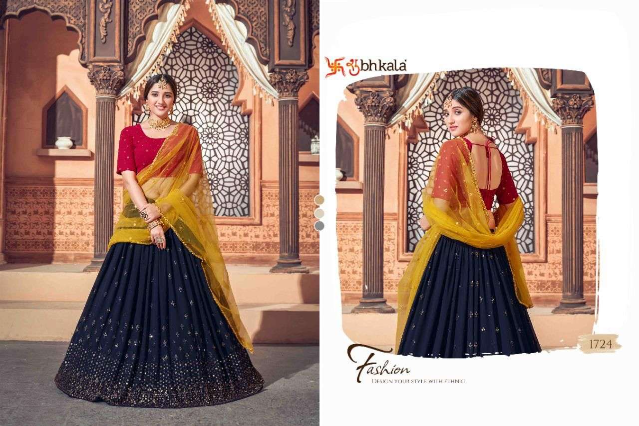 Bridesmaid Vol-12 By Shubhkala 1721 To 1726 Series Indian Traditional Beautiful Stylish Designer Banarasi Silk Jacquard Embroidered Party Wear Georgette Lehengas At Wholesale Price