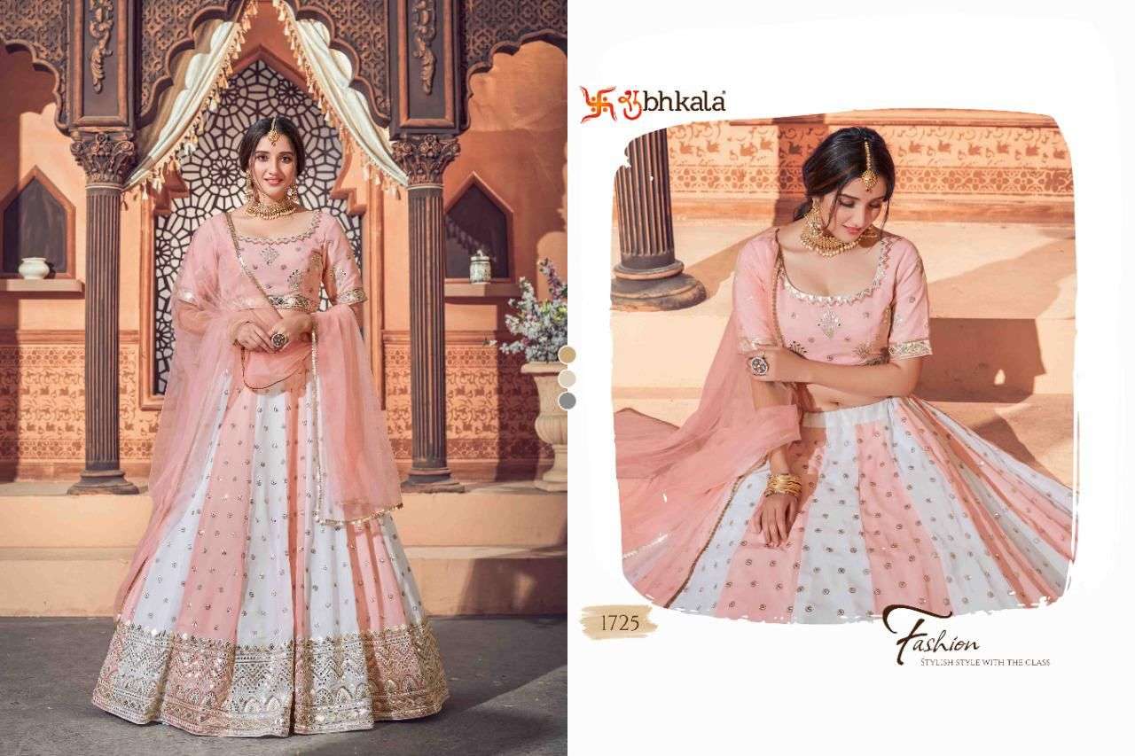 Bridesmaid Vol-12 By Shubhkala 1721 To 1726 Series Indian Traditional Beautiful Stylish Designer Banarasi Silk Jacquard Embroidered Party Wear Georgette Lehengas At Wholesale Price