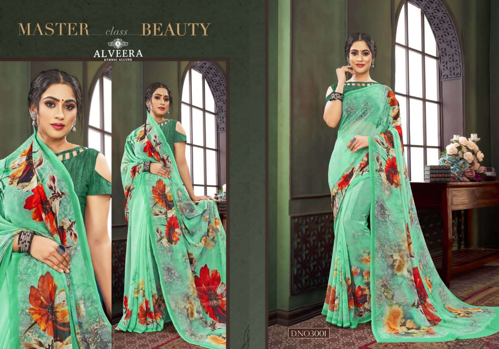 PRIYA VOL-3 BY ALVEERA 3001 TO 3008 SERIES INDIAN TRADITIONAL WEAR COLLECTION BEAUTIFUL STYLISH FANCY COLORFUL PARTY WEAR & OCCASIONAL WEAR GEORGETTE DIGITAL PRINT SAREES AT WHOLESALE PRICE