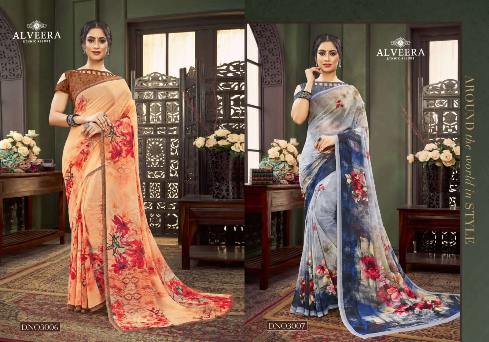 PRIYA VOL-3 BY ALVEERA 3001 TO 3008 SERIES INDIAN TRADITIONAL WEAR COLLECTION BEAUTIFUL STYLISH FANCY COLORFUL PARTY WEAR & OCCASIONAL WEAR GEORGETTE DIGITAL PRINT SAREES AT WHOLESALE PRICE