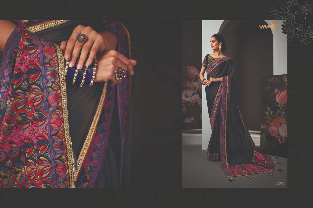 VANYA VOL-22 BY VANYA 3201 TO 3209 SERIES INDIAN TRADITIONAL WEAR COLLECTION BEAUTIFUL STYLISH FANCY COLORFUL PARTY WEAR & OCCASIONAL WEAR SATIN GEORGETTE SAREES AT WHOLESALE PRICE