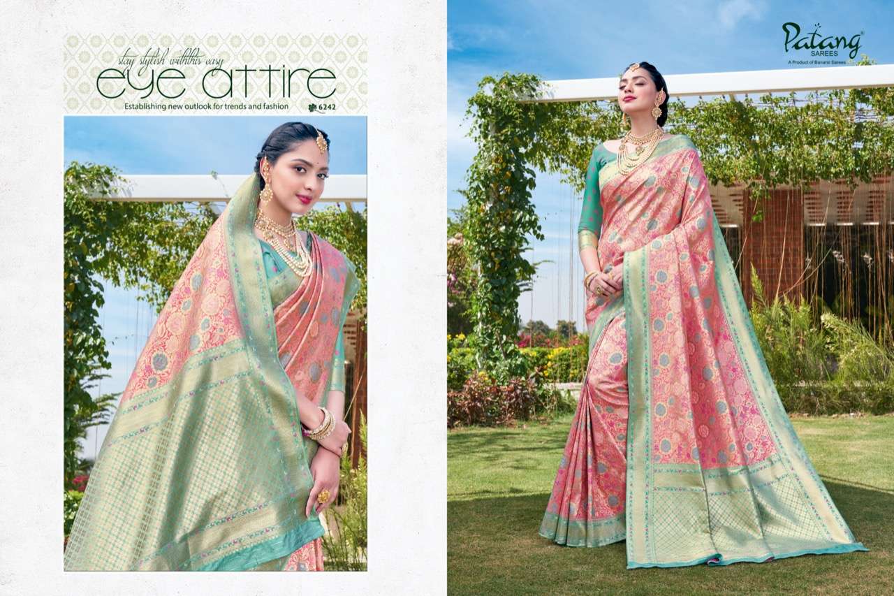 SAYALI BY PATANG SAREES 6241 TO 6248 SERIES INDIAN TRADITIONAL WEAR COLLECTION BEAUTIFUL STYLISH FANCY COLORFUL PARTY WEAR & OCCASIONAL WEAR SILK SAREES AT WHOLESALE PRICE