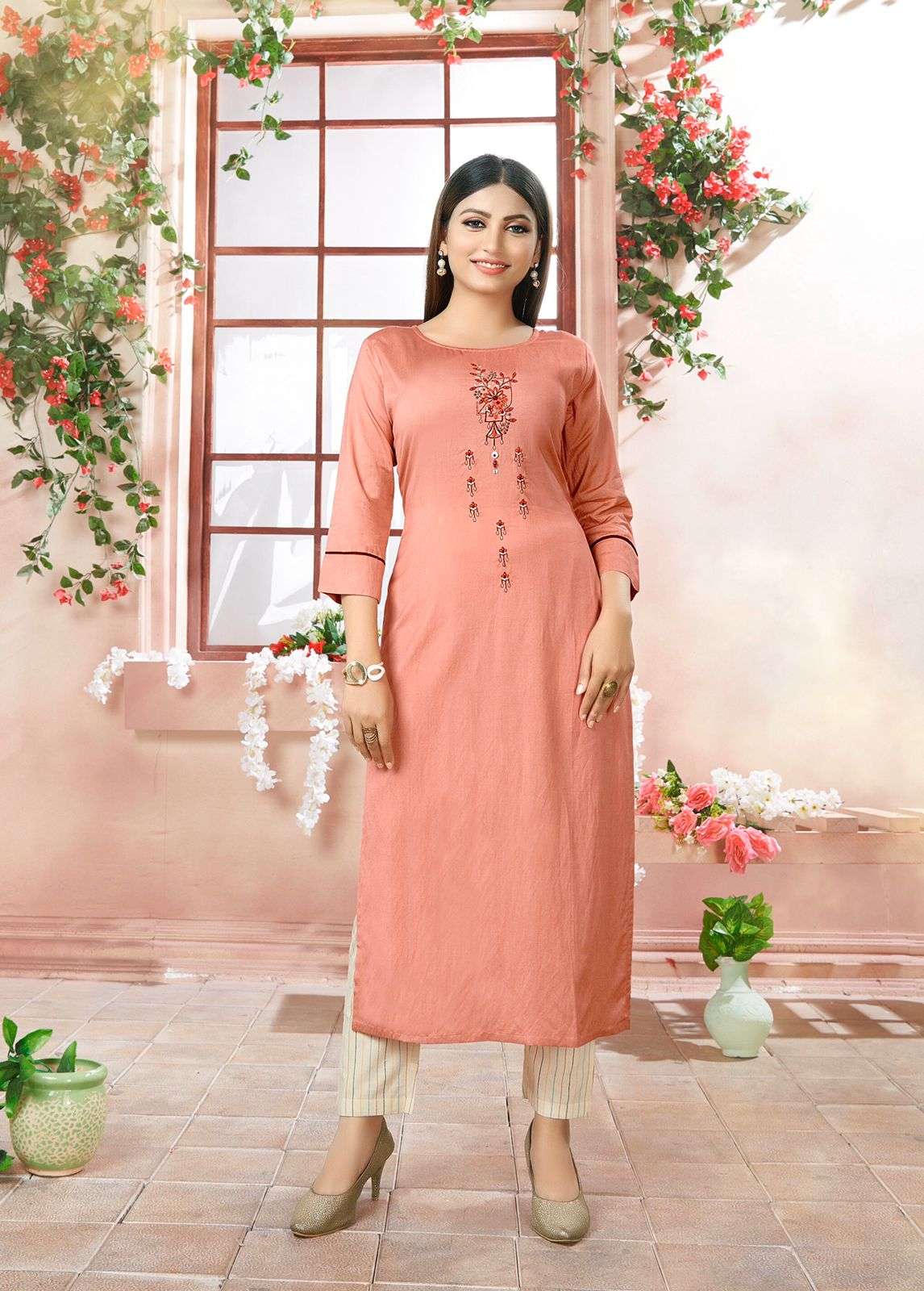 MAHER BY RT 8001 TO 8006 SERIES DESIGNER STYLISH FANCY COLORFUL BEAUTIFUL PARTY WEAR & ETHNIC WEAR COLLECTION VISCOSE KURTIS WITH BOTTOM AT WHOLESALE PRICE