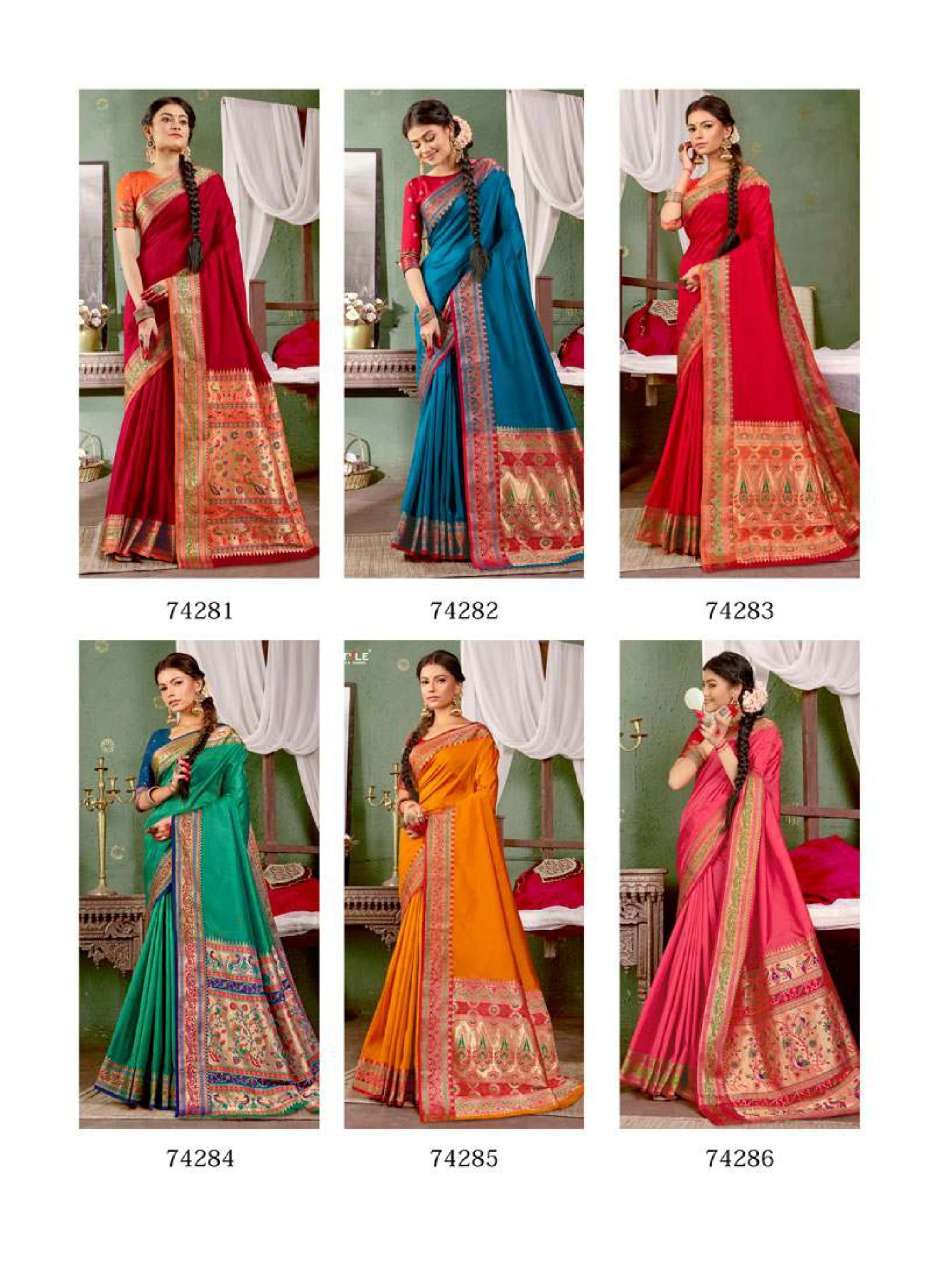 SILK BEAUTY BY LIFESTYLE SAREES 74281 TO 74286 SERIES INDIAN TRADITIONAL WEAR COLLECTION BEAUTIFUL STYLISH FANCY COLORFUL PARTY WEAR & OCCASIONAL WEAR LICHI SILK SAREES AT WHOLESALE PRICE