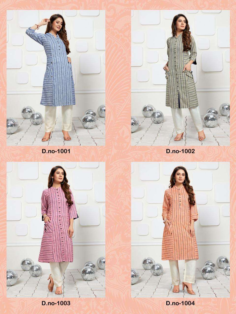 TRENDZ VOL-6 BY KALAKARI 1001 TO 1004 SERIES DESIGNER STYLISH FANCY COLORFUL BEAUTIFUL PARTY WEAR & ETHNIC WEAR COLLECTION RAYON WEAVING KURTIS AT WHOLESALE PRICE