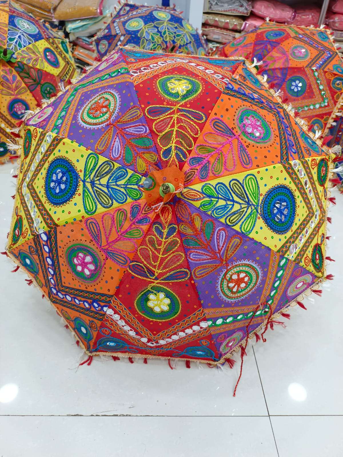 KUTCHI UMBRELLA BY FASHID WHOLESALE 01 TO 05 SERIES BEAUTIFUL AND EMBRODERED HAND CRAFTED COTTON UMBRELLA AT WHOLESALE PRICE