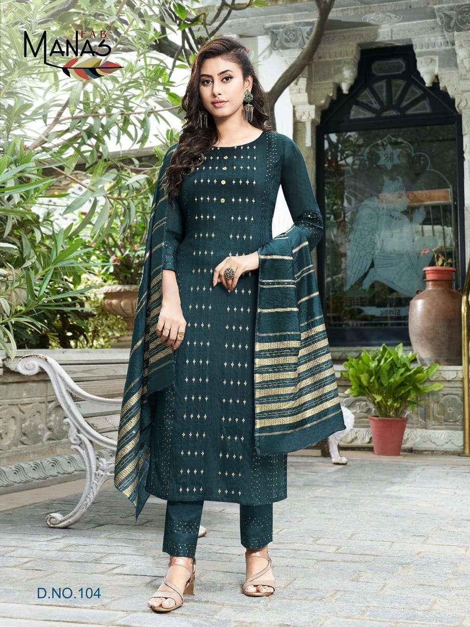 MAHER BY MANAS FAB 101 TO 106 SERIES BEAUTIFUL SUITS COLORFUL STYLISH FANCY CASUAL WEAR & ETHNIC WEAR PURE VISCOSE JACQUARD WITH WORK DRESSES AT WHOLESALE PRICE