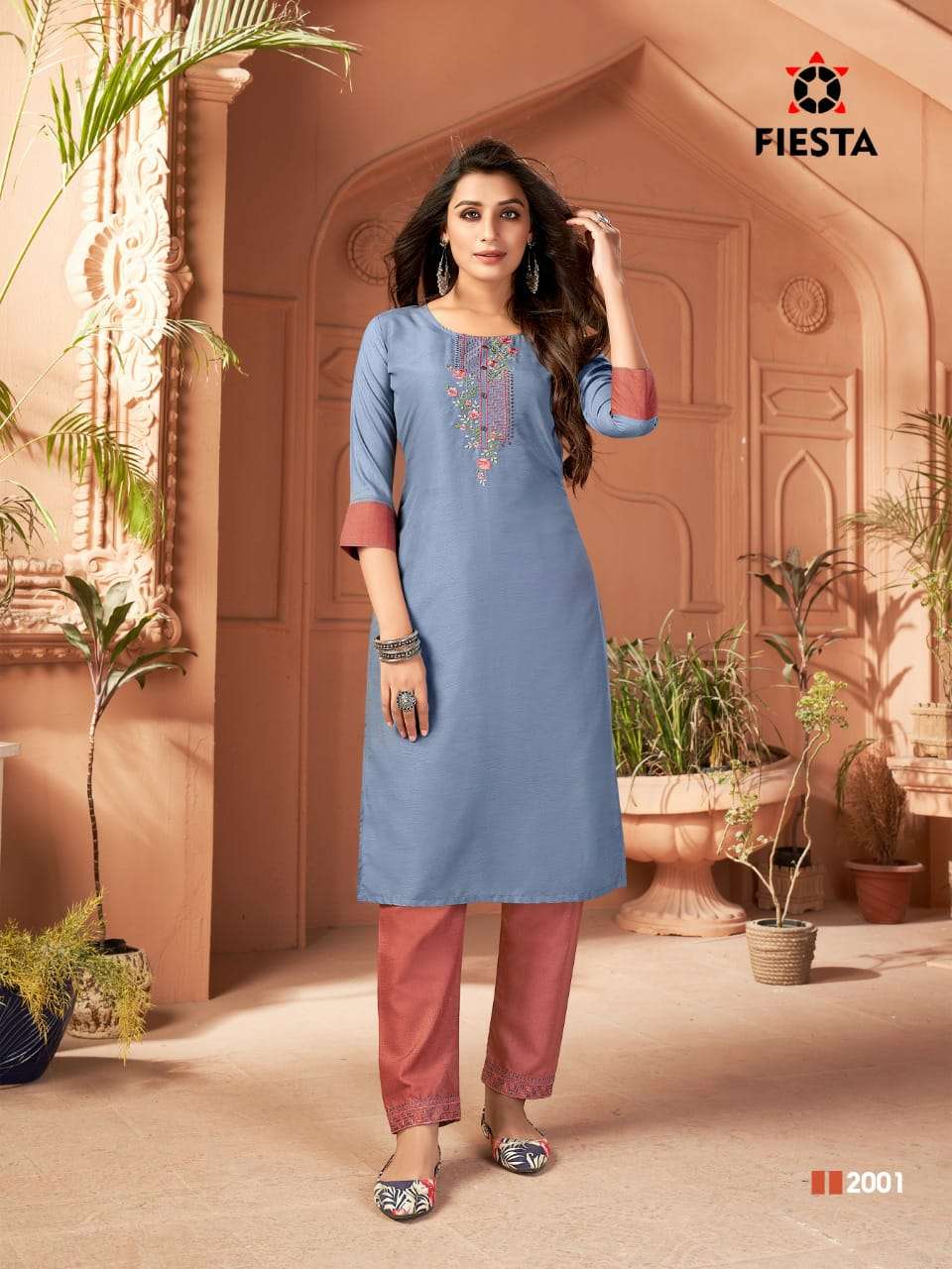 RANG RANG BY FIESTA 2001 TO 2007 SERIES DESIGNER STYLISH FANCY COLORFUL BEAUTIFUL PARTY WEAR & ETHNIC WEAR COLLECTION SILK EMBROIDERED KURTIS WITH BOTTOM AT WHOLESALE PRICE