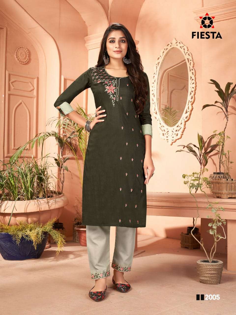 RANG RANG BY FIESTA 2001 TO 2007 SERIES DESIGNER STYLISH FANCY COLORFUL BEAUTIFUL PARTY WEAR & ETHNIC WEAR COLLECTION SILK EMBROIDERED KURTIS WITH BOTTOM AT WHOLESALE PRICE