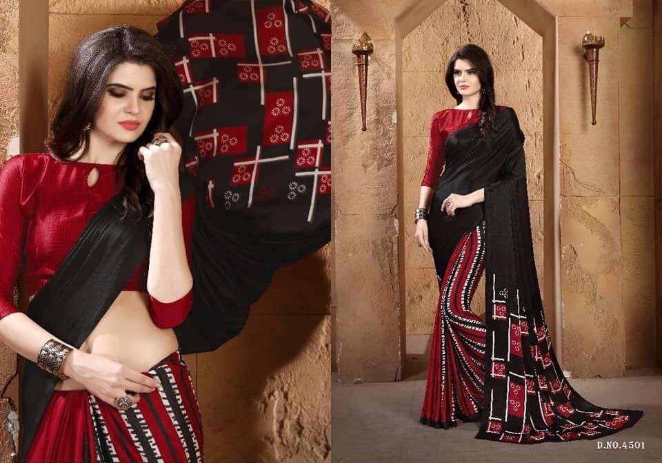 VRANDA 4501 SERIES NX BY VRANDA FASHION INDIAN TRADITIONAL WEAR COLLECTION BEAUTIFUL STYLISH FANCY COLORFUL PARTY WEAR & OCCASIONAL WEAR SATIN SAREES AT WHOLESALE PRICE