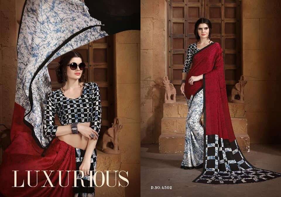 VRANDA 4501 SERIES NX BY VRANDA FASHION INDIAN TRADITIONAL WEAR COLLECTION BEAUTIFUL STYLISH FANCY COLORFUL PARTY WEAR & OCCASIONAL WEAR SATIN SAREES AT WHOLESALE PRICE