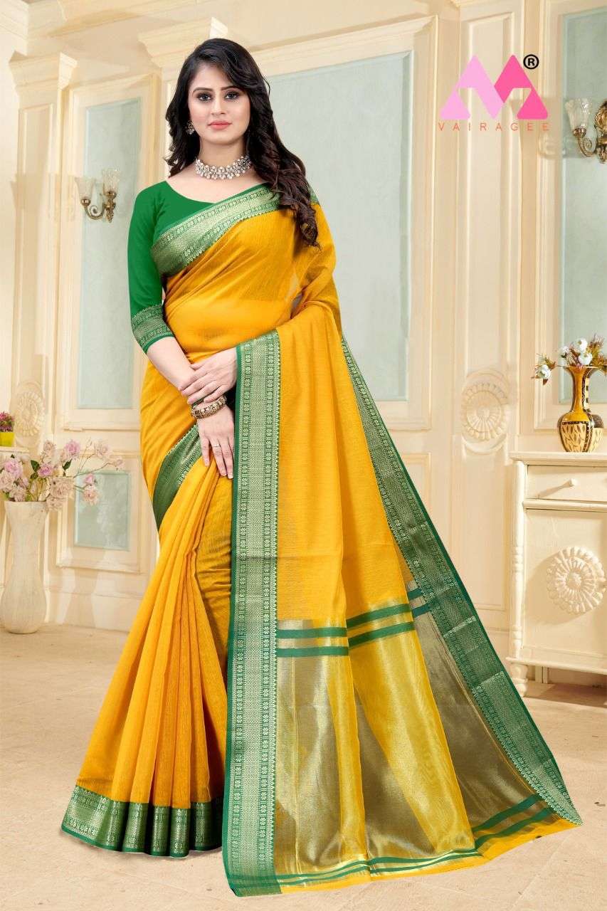 NAZIYA BY VAIRAGEE 01 TO 05 SERIES INDIAN TRADITIONAL WEAR COLLECTION BEAUTIFUL STYLISH FANCY COLORFUL PARTY WEAR & OCCASIONAL WEAR COTTON SAREES AT WHOLESALE PRICE