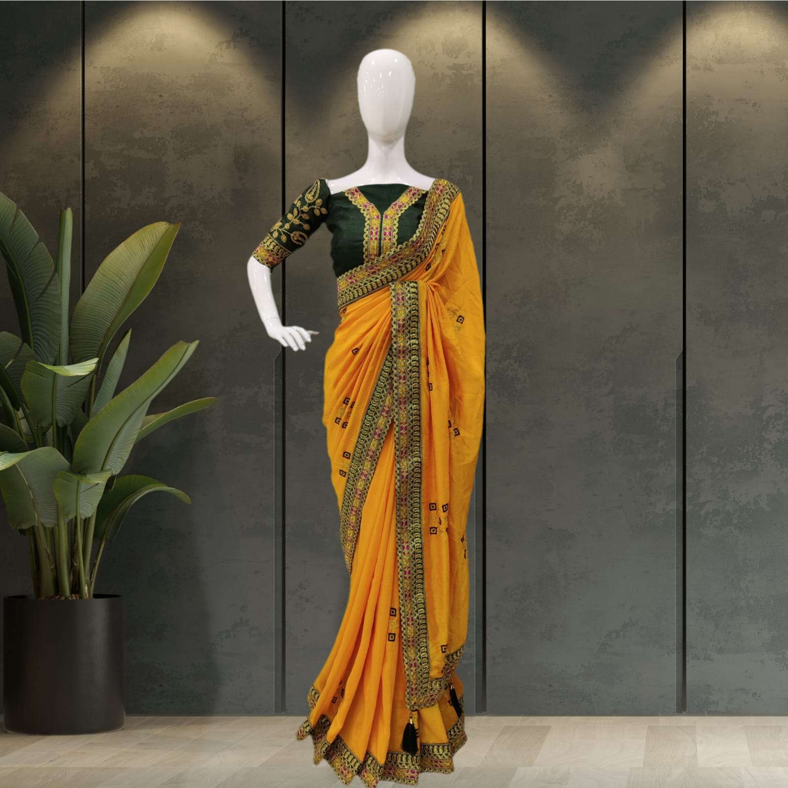 KAJAL YELLOW BY FASHID WHOLESALE INDIAN TRADITIONAL WEAR COLLECTION BEAUTIFUL STYLISH FANCY COLORFUL PARTY WEAR & OCCASIONAL WEAR VICHITRA SILK SAREES AT WHOLESALE PRICE