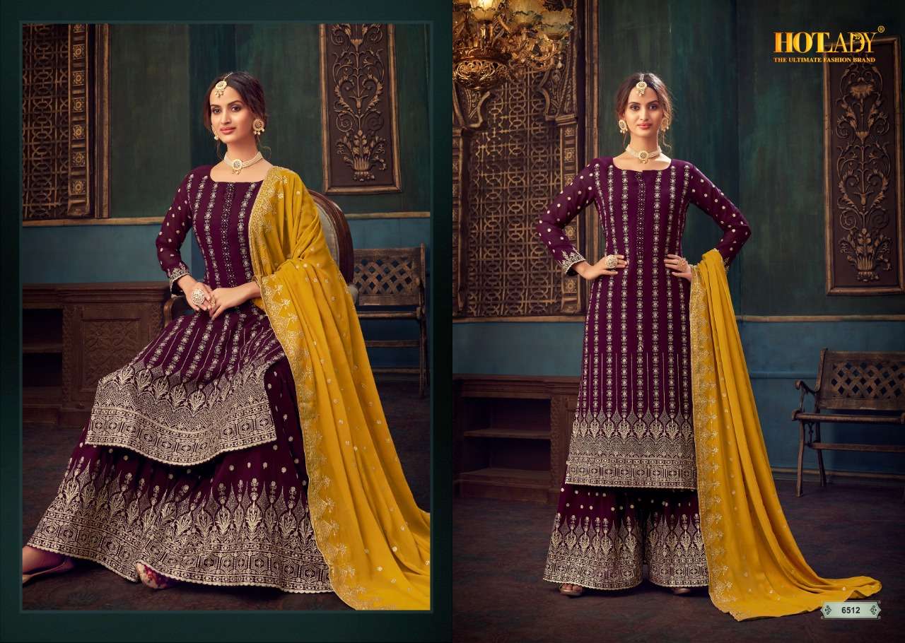 SAMAIRA VOL-3 BY HOT LADY 6511 TO 6517 SERIES DESIGNER SHARARA SUITS COLLECTION BEAUTIFUL STYLISH FANCY COLORFUL PARTY WEAR & OCCASIONAL WEAR PURE GEORGETTE EMBROIDERED DRESSES AT WHOLESALE PRICE