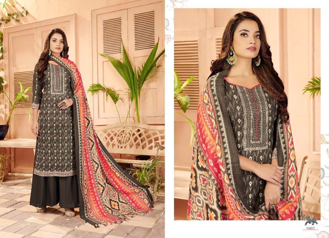 MAYRA BY SIYONA 1001 TO 1010 SERIES BEAUTIFUL STYLISH SHARARA SUITS FANCY COLORFUL CASUAL WEAR & ETHNIC WEAR & READY TO WEAR PURE PASHMINA PRINTED DRESSES AT WHOLESALE PRICE