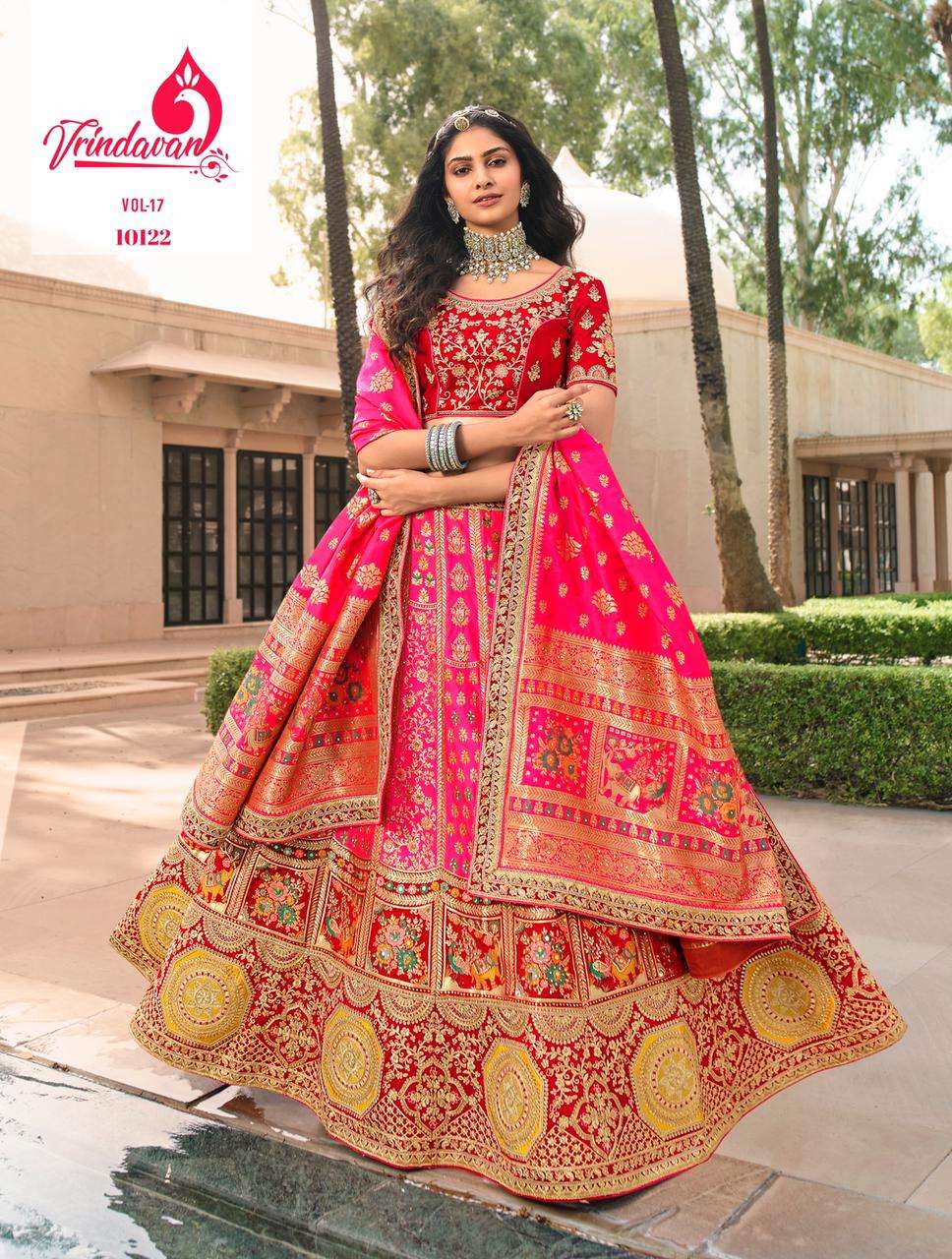 VRINDAVAN VOL-17 BY VRINDAVAN 10118 TO 10126 SERIES INDIAN TRADITIONAL WEAR COLLECTION BEAUTIFUL STYLISH FANCY COLORFUL PARTY WEAR & OCCASIONAL WEAR FANCY SAREES AT WHOLESALE PRICE