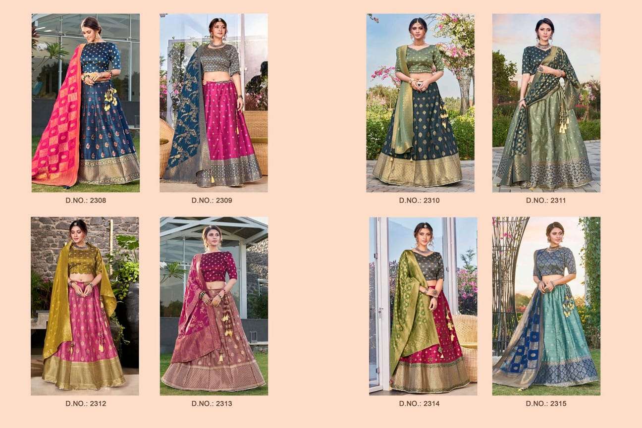 SITARA BY ANANDAM 2308 TO 2315 SERIES INDIAN TRADITIONAL BEAUTIFUL STYLISH DESIGNER BANARASI SILK JACQUARD EMBROIDERED PARTY WEAR SILK LEHENGAS AT WHOLESALE PRICE