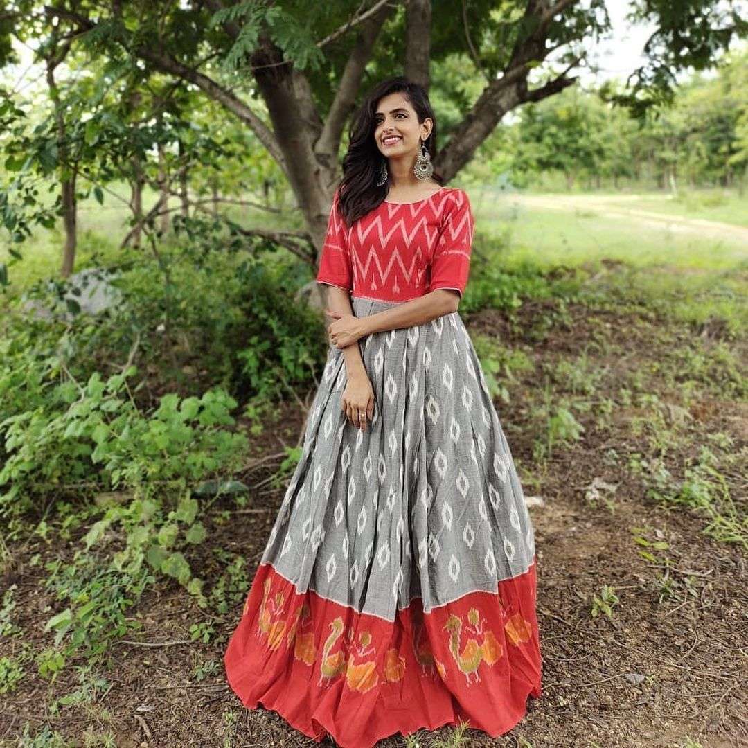 IKKAT GOWN BY FASHID WHOLESALE 01 TO 07 SERIES BEAUTIFUL STYLISH FANCY  COLORFUL CASUAL WEAR &