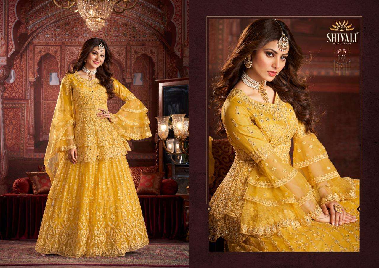 URVASHI BY SHIVALI 101 TO 106 SERIES BEAUTIFUL SUITS COLORFUL STYLISH FANCY CASUAL WEAR & ETHNIC WEAR FANCY DRESSES AT WHOLESALE PRICE