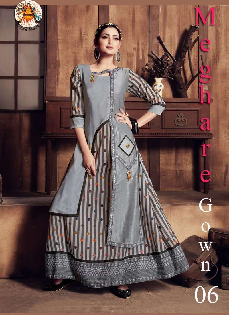 MEGHARE BY ARYA DRESS MAKER 01 TO 07 SERIES BEAUTIFUL STYLISH FANCY COLORFUL CASUAL WEAR & ETHNIC WEAR MUSLIN PRINT GOWNS AT WHOLESALE PRICE