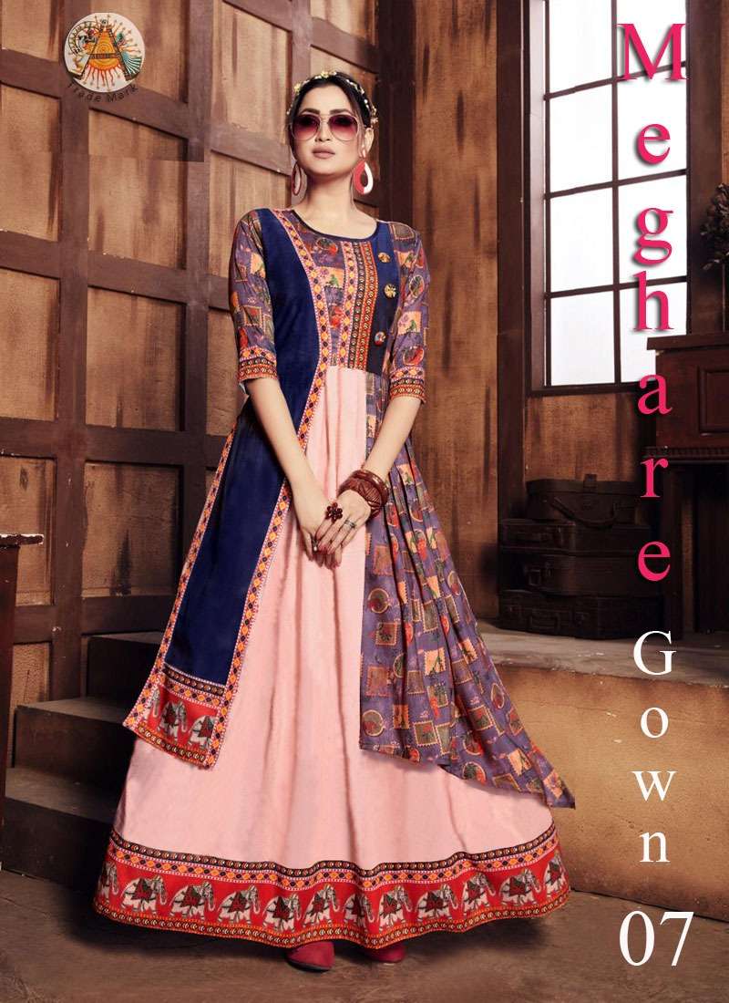 MEGHARE BY ARYA DRESS MAKER 01 TO 07 SERIES BEAUTIFUL STYLISH FANCY COLORFUL CASUAL WEAR & ETHNIC WEAR MUSLIN PRINT GOWNS AT WHOLESALE PRICE