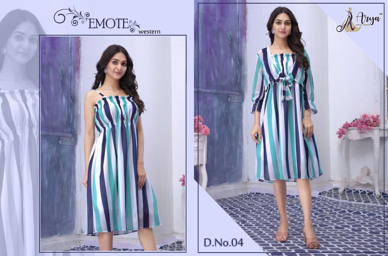 EMOTE BY ARYA DRESS MAKER 01 TO 06 SERIES DESIGNER STYLISH FANCY COLORFUL BEAUTIFUL PARTY WEAR & ETHNIC WEAR COLLECTION GEORGETTE PRINT KURTIS AT WHOLESALE PRICE