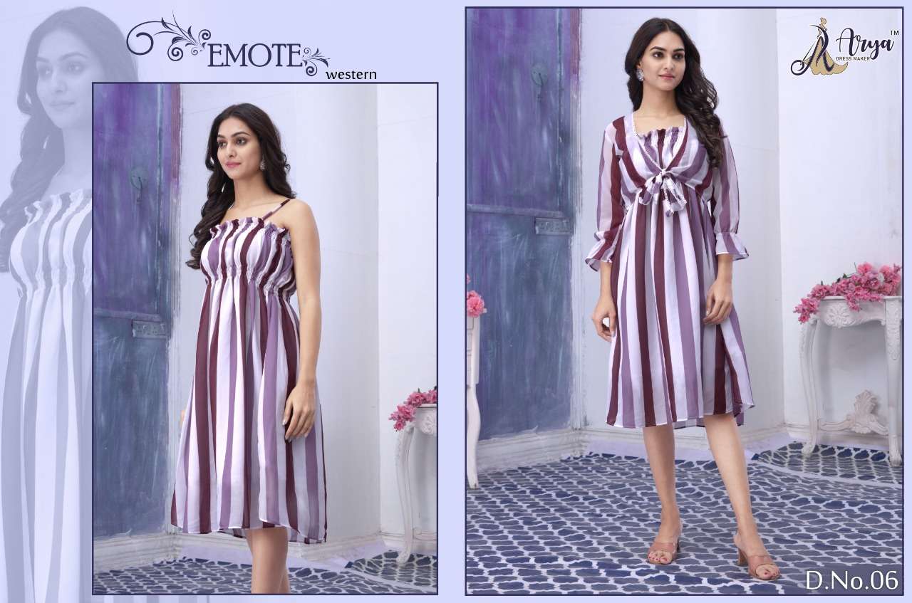 EMOTE BY ARYA DRESS MAKER 01 TO 06 SERIES DESIGNER STYLISH FANCY COLORFUL BEAUTIFUL PARTY WEAR & ETHNIC WEAR COLLECTION GEORGETTE PRINT KURTIS AT WHOLESALE PRICE