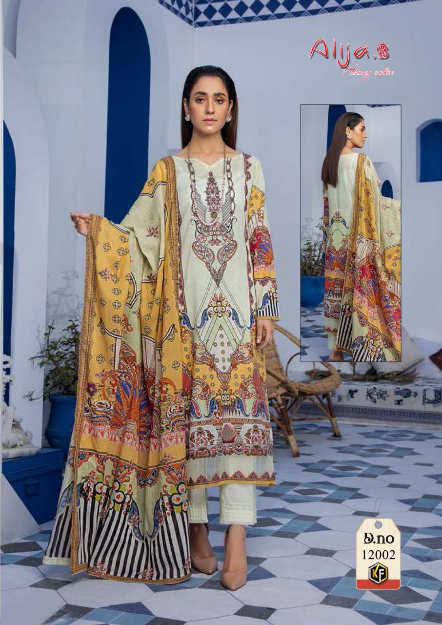 ALIJA.B VOL-12 BY KEVAL FAB 12001 TO 12006 SERIES BEAUTIFUL SUITS COLORFUL STYLISH FANCY CASUAL WEAR & ETHNIC WEAR HEAVY COTTON PRINT DRESSES AT WHOLESALE PRICE