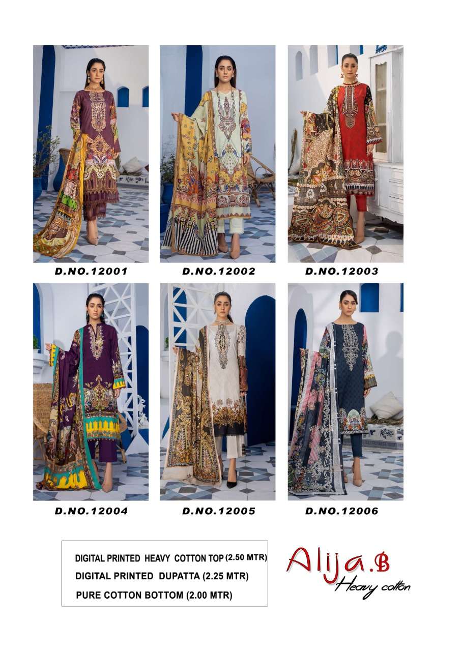 ALIJA.B VOL-12 BY KEVAL FAB 12001 TO 12006 SERIES BEAUTIFUL SUITS COLORFUL STYLISH FANCY CASUAL WEAR & ETHNIC WEAR HEAVY COTTON PRINT DRESSES AT WHOLESALE PRICE