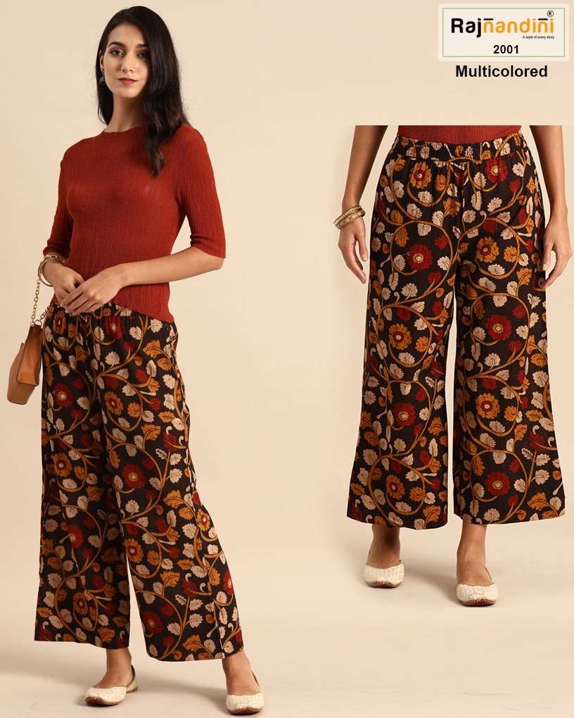 PLAZZO VOL-1 BY RAJNANDINI STYLISH FANCY BEAUTIFUL COLORFUL CASUAL WEAR & ETHNIC WEAR PURE COTTON PANTS AT WHOLESALE PRICE