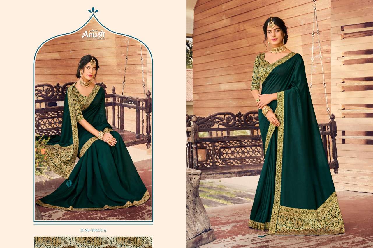 DEBANSHI BY ANUSHREE 36415-A TO 36415-H SERIES INDIAN TRADITIONAL WEAR COLLECTION BEAUTIFUL STYLISH FANCY COLORFUL PARTY WEAR & OCCASIONAL WEAR CHINNON GEORGETTE SAREES AT WHOLESALE PRICE