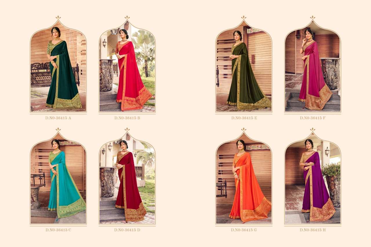 DEBANSHI BY ANUSHREE 36415-A TO 36415-H SERIES INDIAN TRADITIONAL WEAR COLLECTION BEAUTIFUL STYLISH FANCY COLORFUL PARTY WEAR & OCCASIONAL WEAR CHINNON GEORGETTE SAREES AT WHOLESALE PRICE