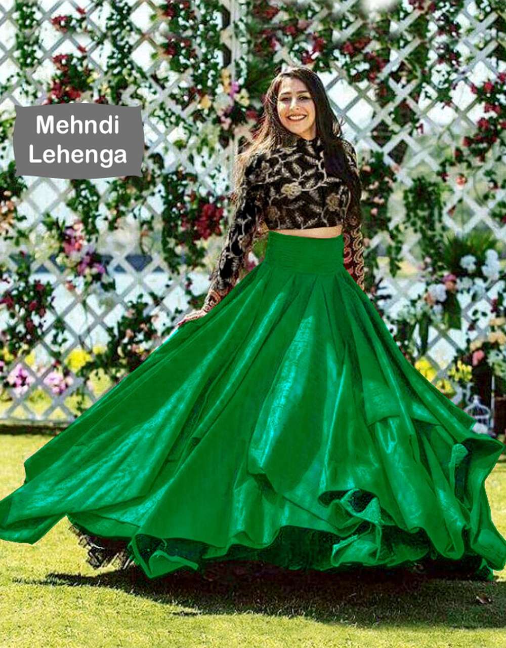 MEHNDI LEHENGA BY FASHID WHOLESALE 01 TO 06 SERIES INDIAN TRADITIONAL BEAUTIFUL STYLISH DESIGNER BANARASI SILK JACQUARD EMBROIDERED PARTY WEAR BANGALORI SILK LEHENGAS AT WHOLESALE PRICE